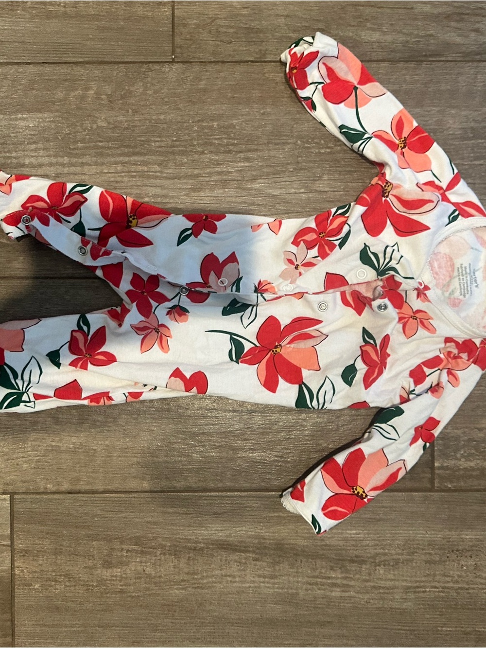 Carter's White Baby Pajamas with Red and Pink Floral Print
